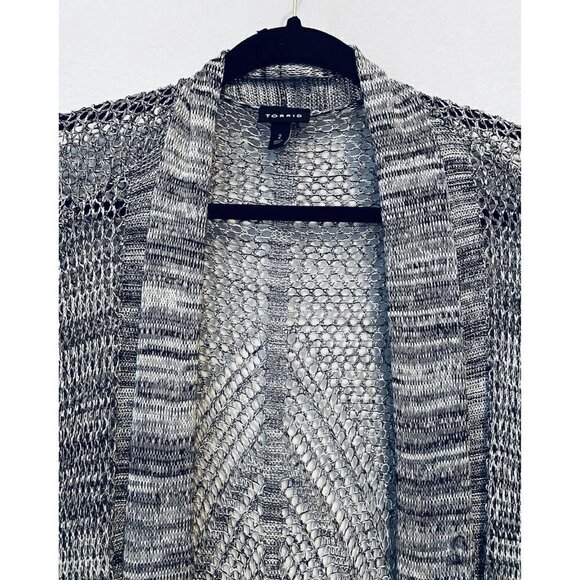 Torrid Cardigan Sweater Womens 2X Open Knit Kimono Sleeve Gray Space Dye Boho - Picture 2 of 7